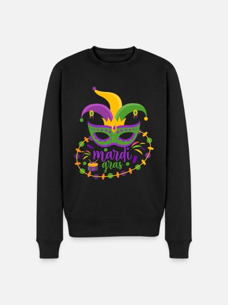 Mardi Gras - Männer Premium Bio Pullover - Schwarz
