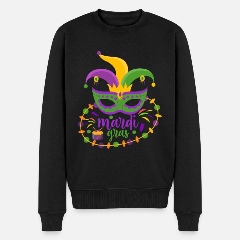 Mardi Gras - Männer Premium Bio Pullover - Schwarz