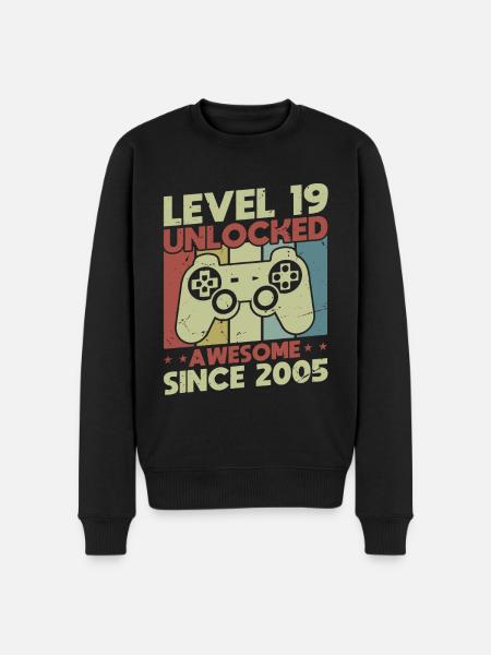 Level 19 Unlocked - Men's Premium Organic Jumper - black