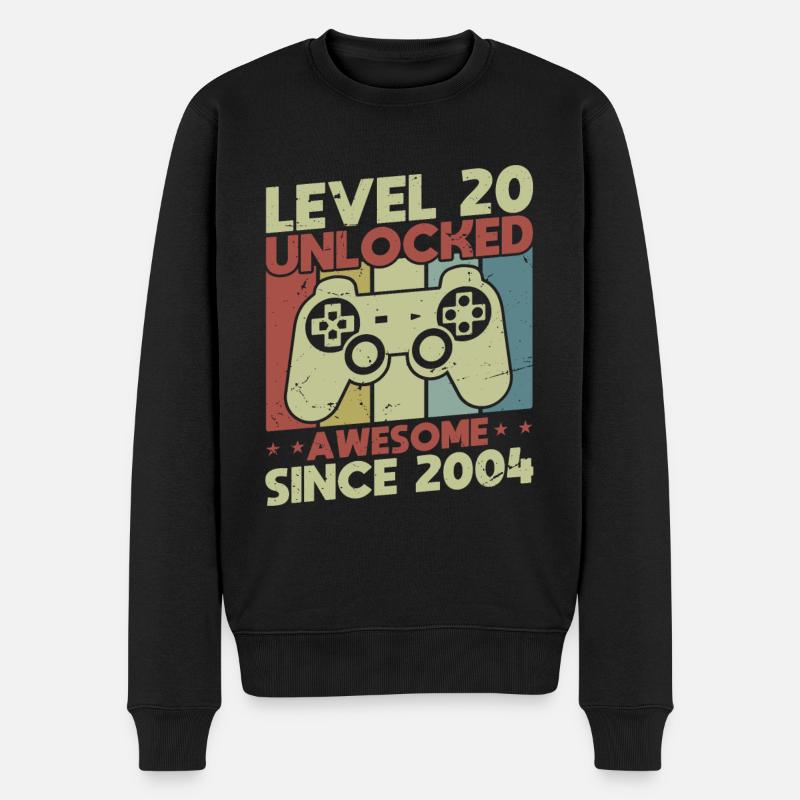 Level 20 freigeschaltet - Männer Premium Bio Pullover - Schwarz