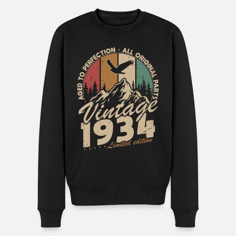 Vintage 1934 Retro Jahrgang Geburtstagsgeschenk - Männer Premium Bio Pullover - Schwarz