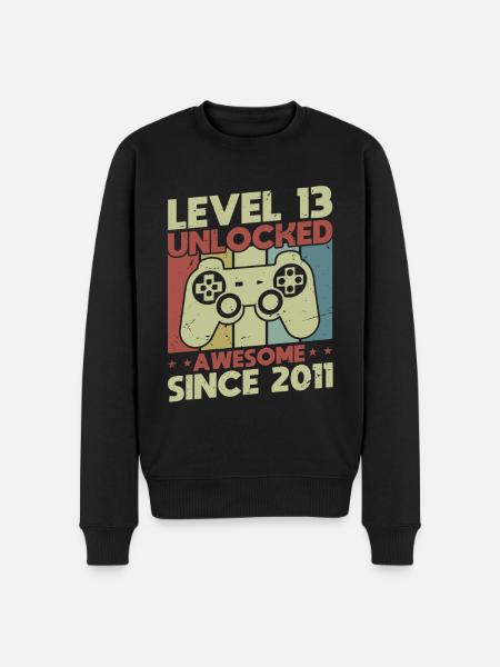 Level 13 Unlocked - Men's Premium Organic Jumper - black