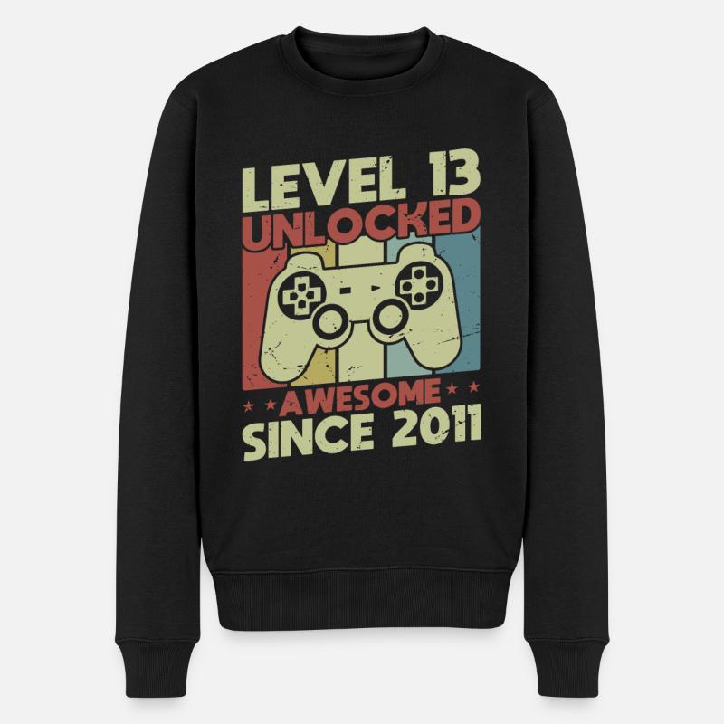 Level 13 freigeschaltet - Männer Premium Bio Pullover - Schwarz