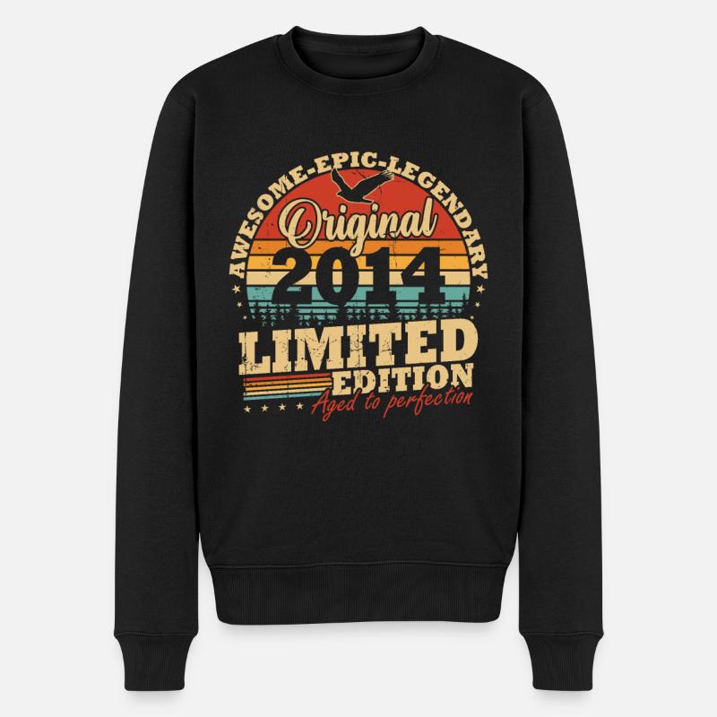 Original 2014 Jahrgang Geburtstag Geschenk - Männer Premium Bio Pullover - Schwarz