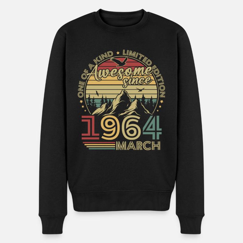 Vintage Mars 1964 Rétro Cadeau Anniversaire - Pull Premium bio Homme - noir