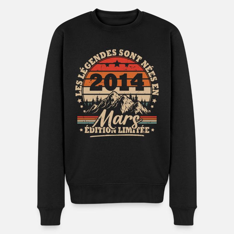 Vintage-Geburtstagsgeschenk Geboren im März 2014 - Männer Premium Bio Pullover - Schwarz