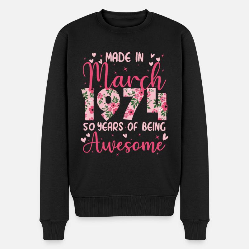 März 1974 Geschenk zum 50-jährigen Jubiläum für Ehefrau - Männer Premium Bio Pullover - Schwarz