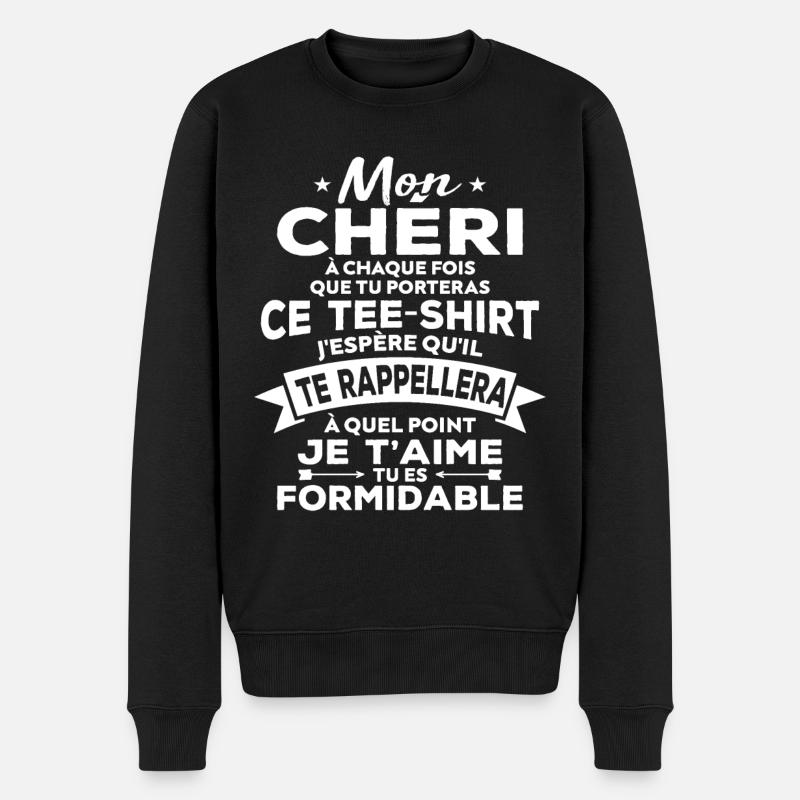 Mein Liebling, ich liebe dich, du bist großartig - Männer Premium Bio Pullover - Schwarz