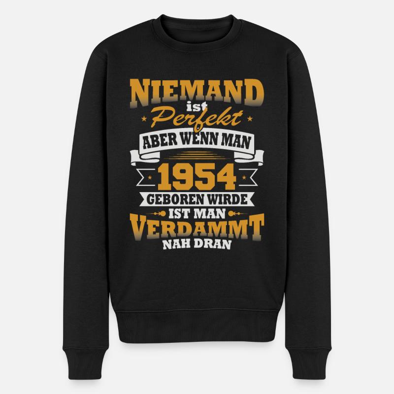 1954 Geburtsjahr Geburtstag Geschenk Geboren Retro - Männer Premium Bio Pullover - Schwarz