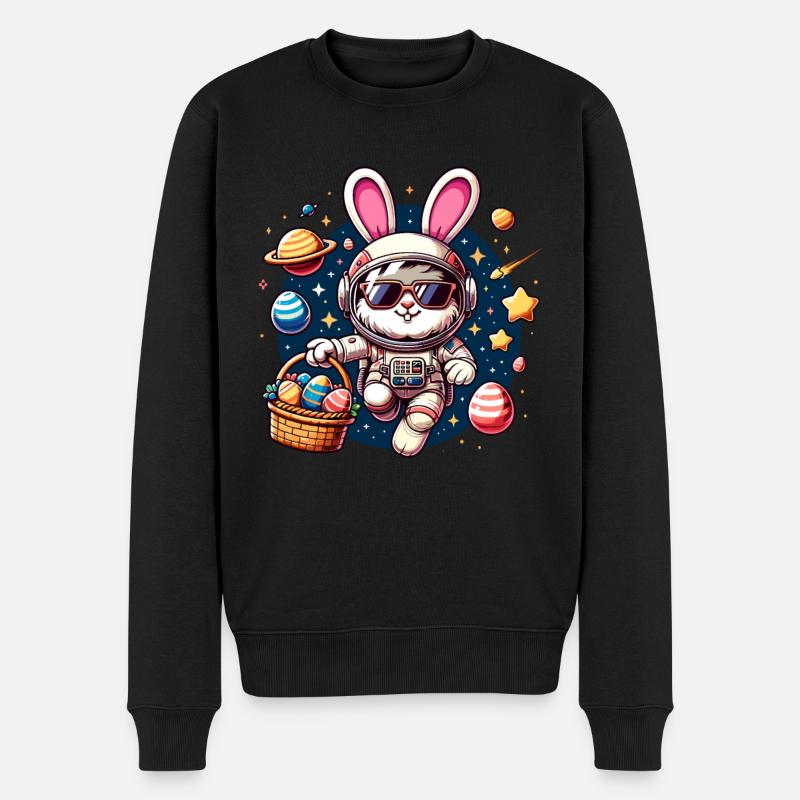 Osterhase Astronaut Jungs Mädchen Osternest - Männer Premium Bio Pullover - Schwarz