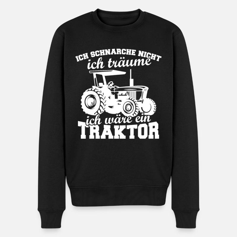 Schnarche nicht ich träume ich wäre ein trakto - Männer Premium Bio Pullover - Schwarz