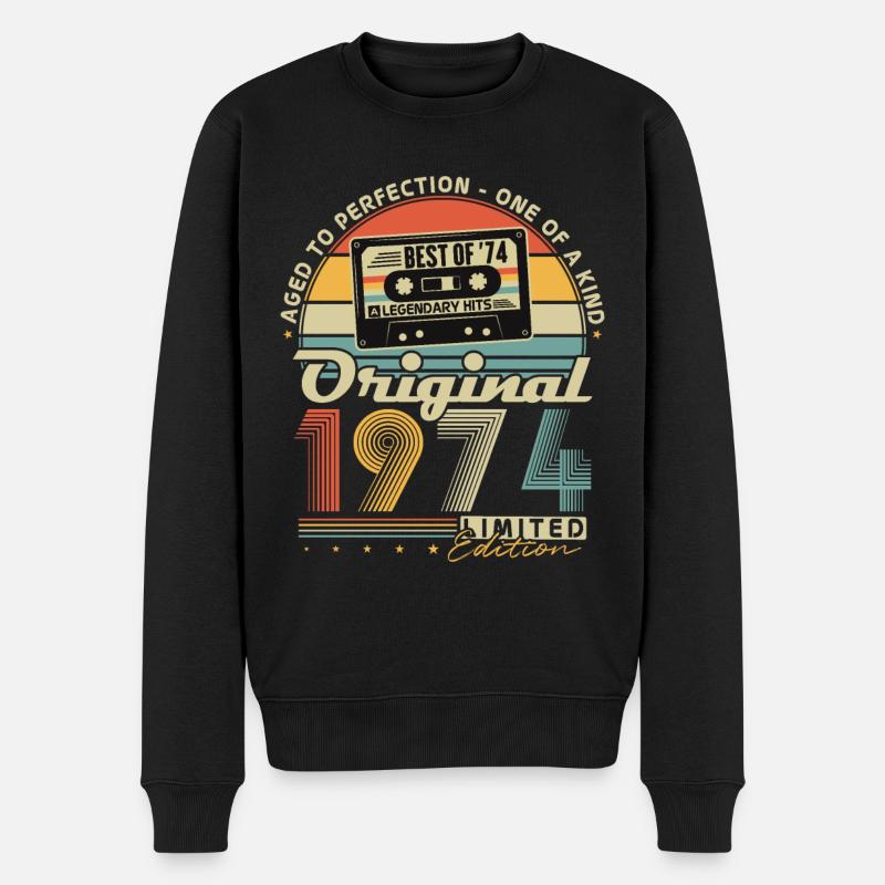 Original 1974 Vintage Jahrgang Geburtstag Geschenk - Männer Premium Bio Pullover - Schwarz
