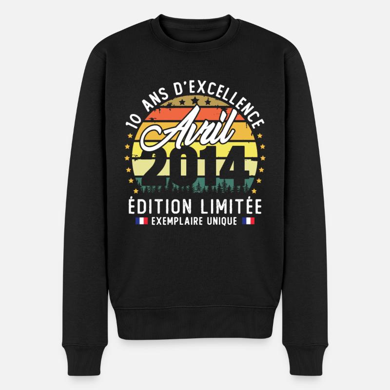 April 2014 Vintage Geschenk zum 10-jährigen Jubiläum - Männer Premium Bio Pullover - Schwarz