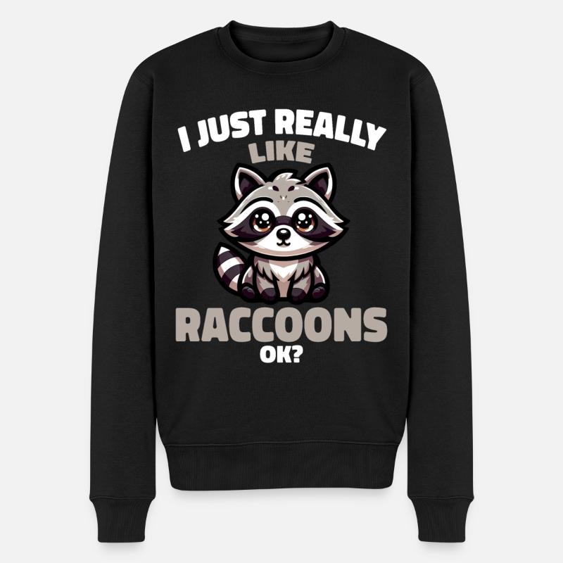 Waschbär - Männer Premium Bio Pullover - Schwarz