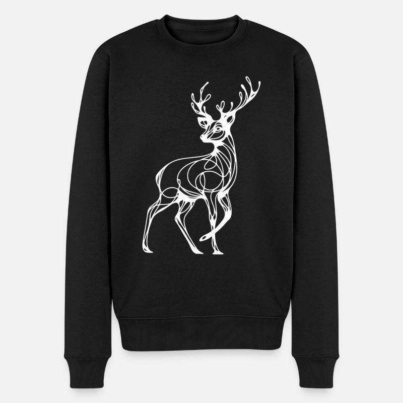 Reh Hirsch Jäger Tier - Männer Premium Bio Pullover - Schwarz