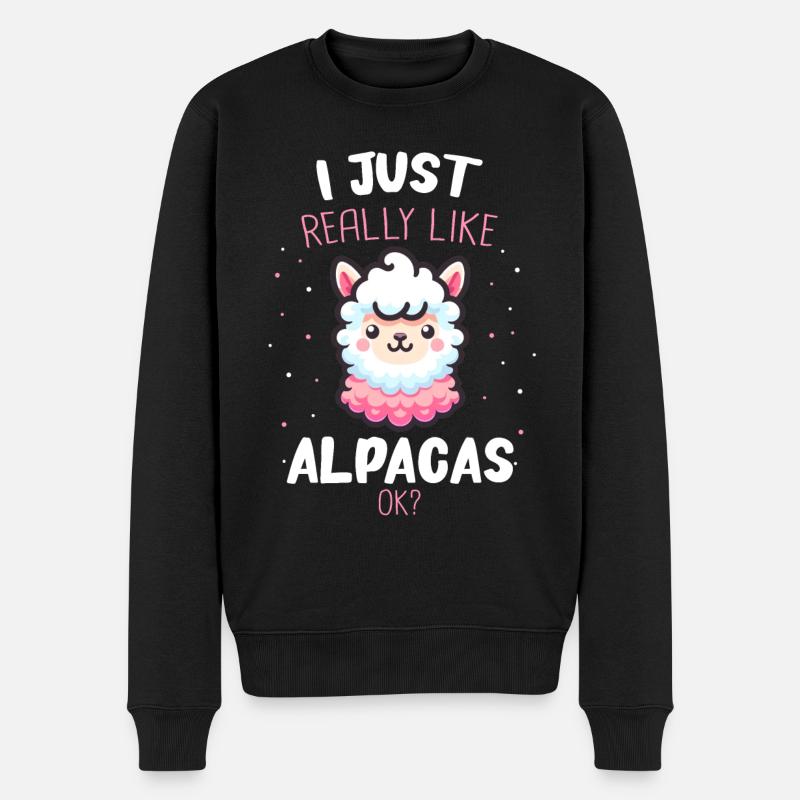 Alpaka Llama - Männer Premium Bio Pullover - Schwarz