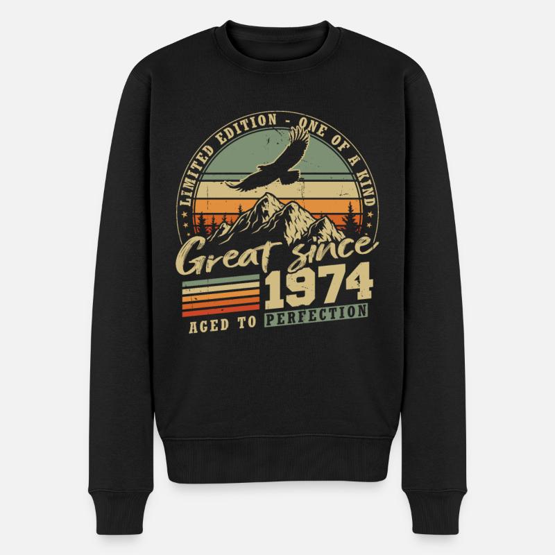 1974 Vintage Vintage cadeau d’anniversaire rétro - Pull Premium bio Homme - noir