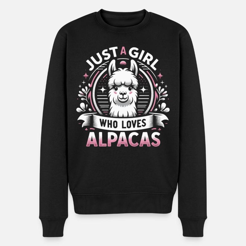 Alpaka Llama - Männer Premium Bio Pullover - Schwarz