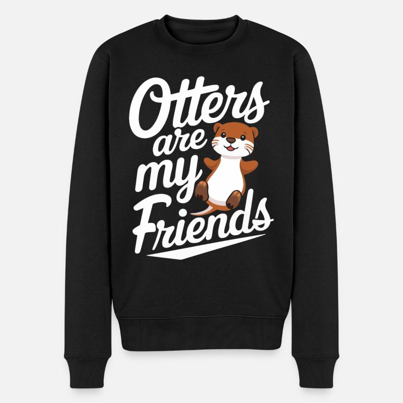 Otter Seeotter - Männer Premium Bio Pullover - Schwarz