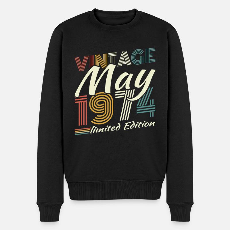 Mai 1974 Vintage Rétro Cadeau D'anniversaire - Pull Premium bio Homme - noir