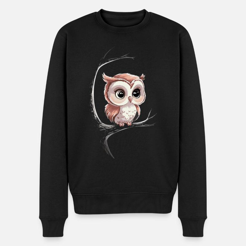 Nachteule Eule Eulen Vogel - Männer Premium Bio Pullover - Schwarz