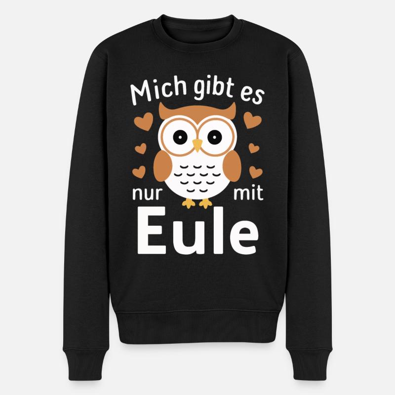 Noctambule, Hibou, Hibou, Oiseau - Pull Premium bio Homme - noir