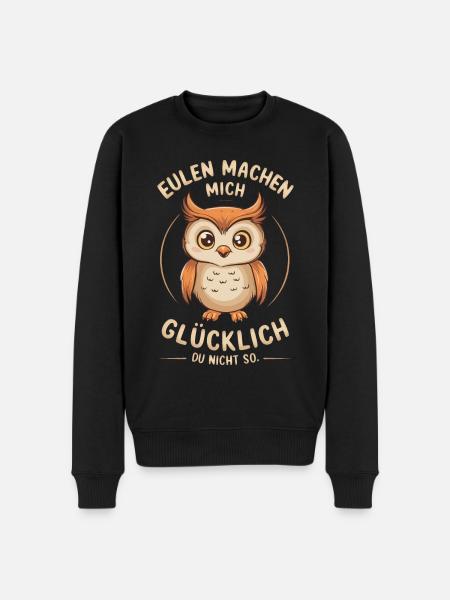 Nachteule Eule Eulen Vogel - Männer Premium Bio Pullover - Schwarz