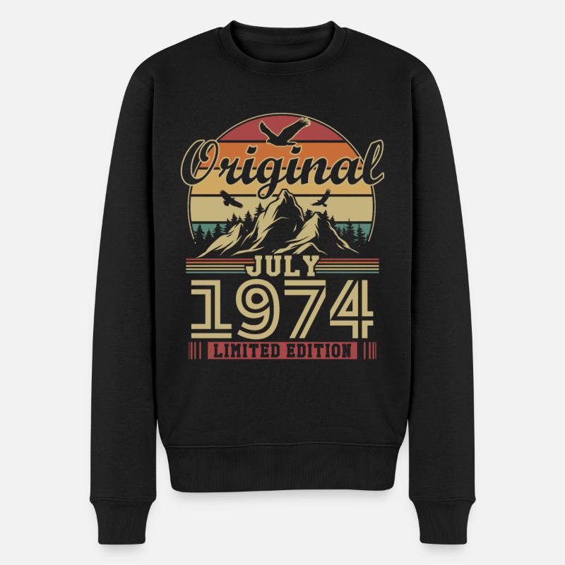 Original Juli 1974 Vintage Geburtstagsgeschenk - Männer Premium Bio Pullover - Schwarz