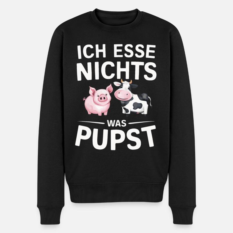 Vegetarier Veganer Tierschutz Tierrecht Veggie - Männer Premium Bio Pullover - Schwarz