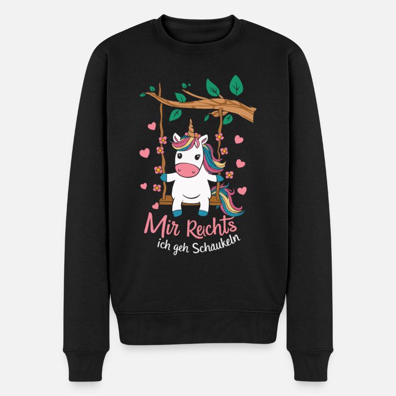Einhorn Einhörner Fabelwesen Mystisch - Männer Premium Bio Pullover - Schwarz