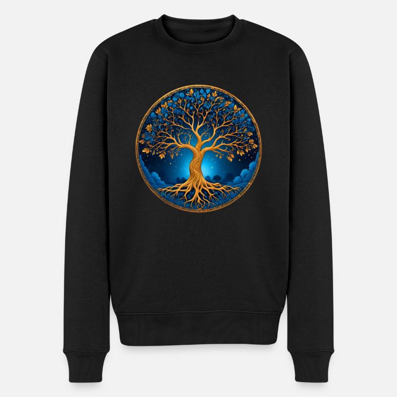 Nordisch Keltischer Baum Tree Of Life Lebensbaum - Männer Premium Bio Pullover - Schwarz
