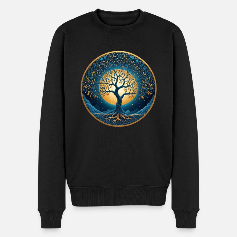 Nordisch Keltischer Baum Tree Of Life Lebensbaum - Männer Premium Bio Pullover - Schwarz