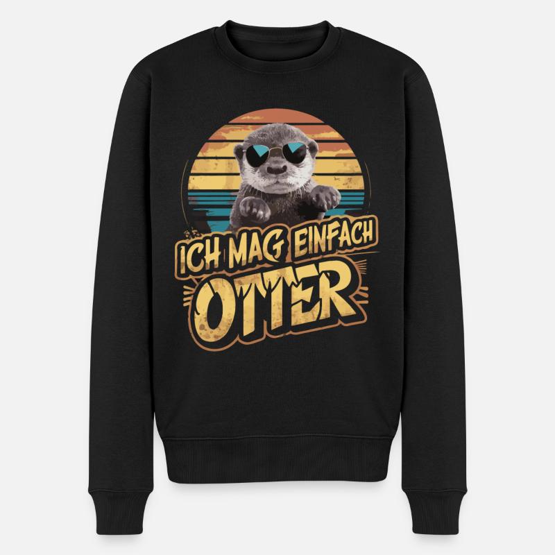 Otter Seeotter - Männer Premium Bio Pullover - Schwarz