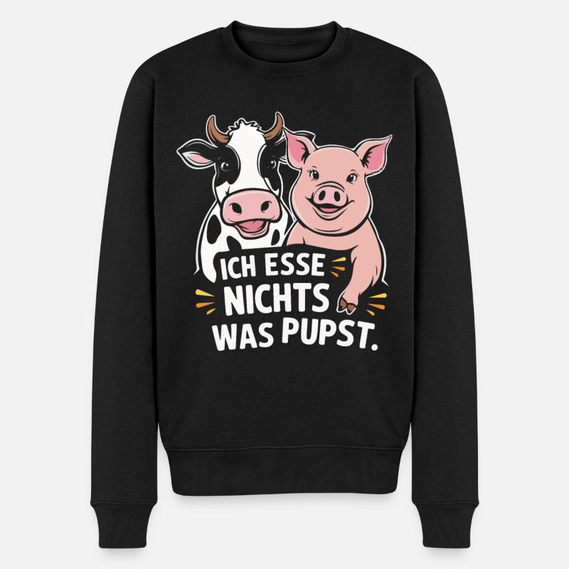 Vegetarier Veganer Tierschutz Tierrecht Veggie - Männer Premium Bio Pullover - Schwarz