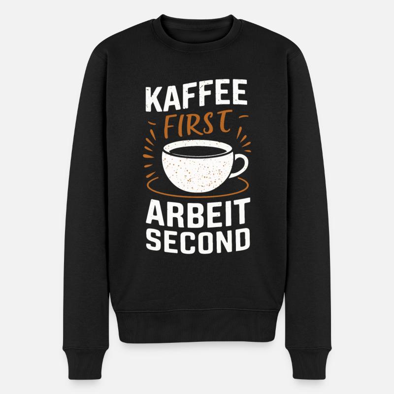 Kaffee Coffee Kaffeetrinker Kaffeeliebhaber - Männer Premium Bio Pullover - Schwarz