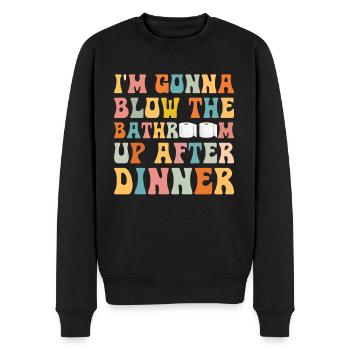 Je vais faire exploser la salle de bain après le dîner - Pull Premium bio Homme - noir - Devant - Nico (187cm)