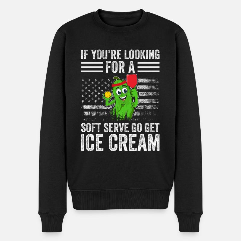 Pickleball Spieler Soft Serve Eiscreme - Männer Premium Bio Pullover - Schwarz