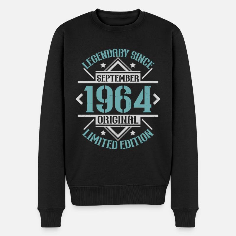Vintage September 1964 Retro Geburtstagsgeschenk - Männer Premium Bio Pullover - Schwarz