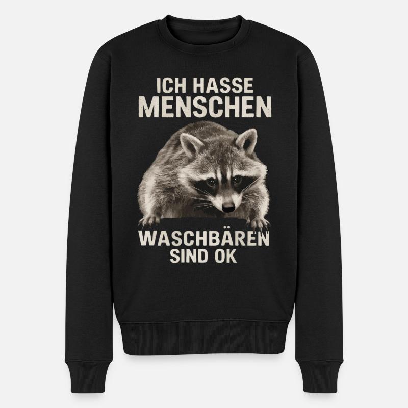 Waschbär Tier Barbados-Waschbär - Männer Premium Bio Pullover - Schwarz