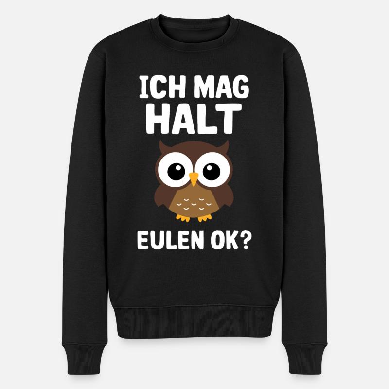 Nachteule Eule Eulen Vogel - Männer Premium Bio Pullover - Schwarz