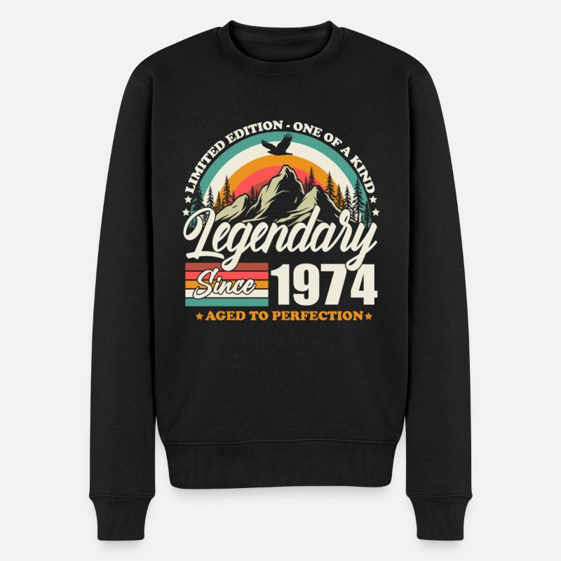 Legendär seit 1974 Jahrgang Geburtstag Geschenk - Männer Premium Bio Pullover - Schwarz