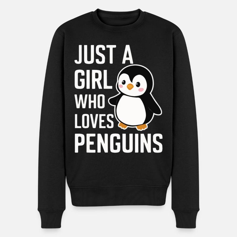 Pinguin Pinguine Tier - Männer Premium Bio Pullover - Schwarz