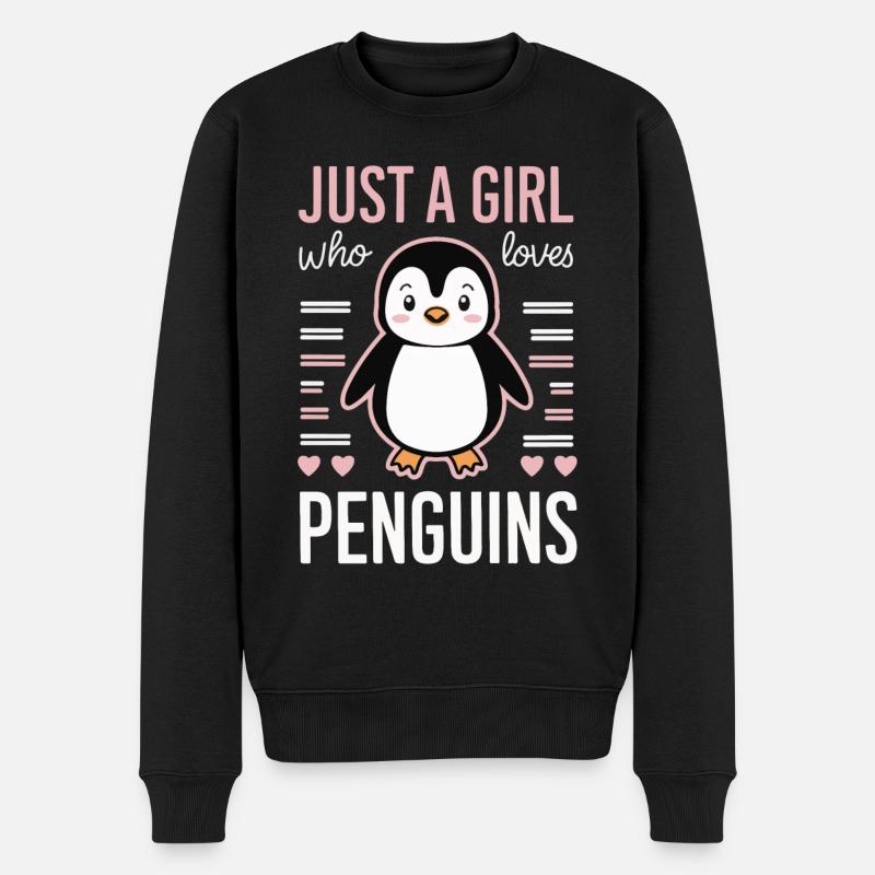 Pinguin Pinguine Tier - Männer Premium Bio Pullover - Schwarz