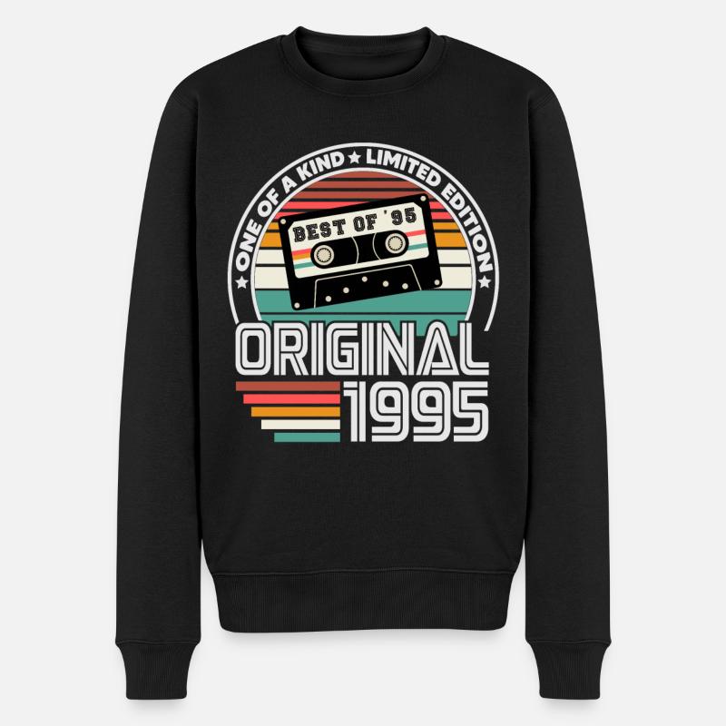1995 Jahrgang Vintage Retro Geburtstag Geschenk - Männer Premium Bio Pullover - Schwarz