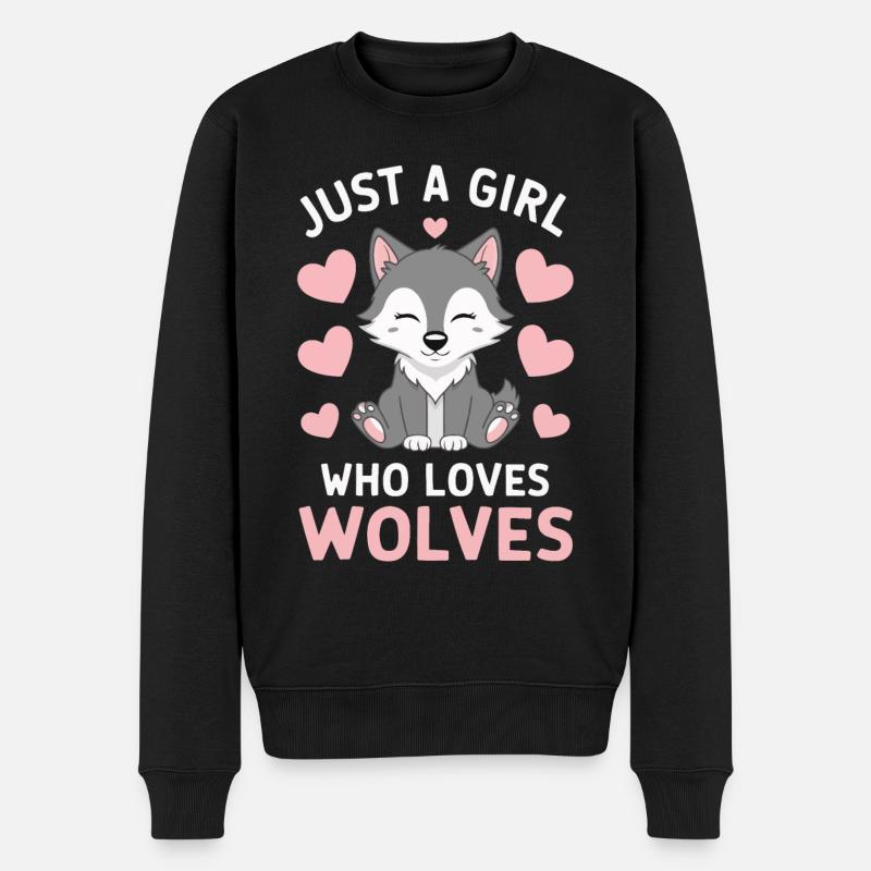 loup loups animal hurler - Pull Premium bio Homme - noir