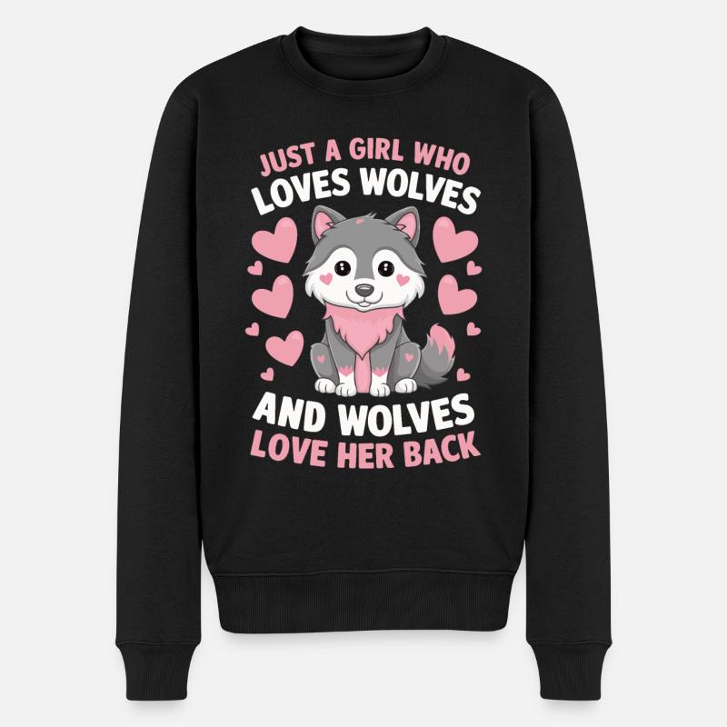 Wolf Wölfe Tier Jaulen - Männer Premium Bio Pullover - Schwarz