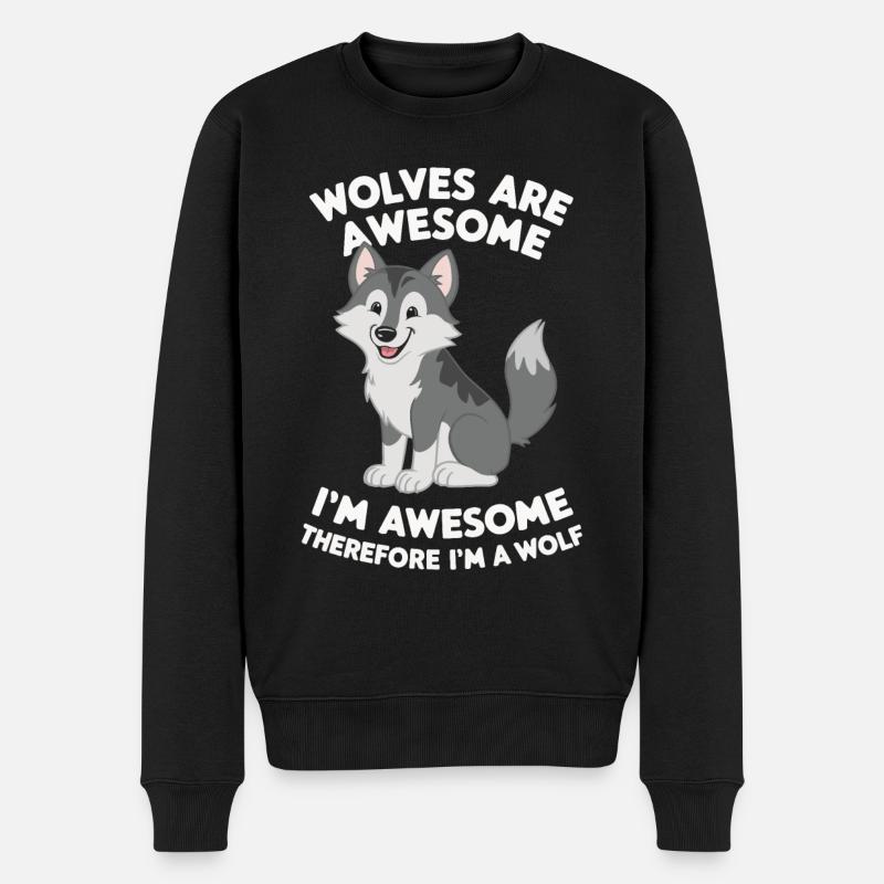 loup loups animal hurler - Pull Premium bio Homme - noir