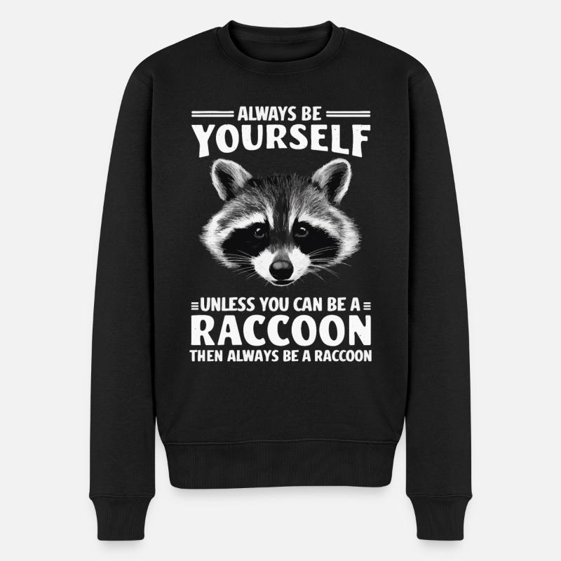 Waschbär - Männer Premium Bio Pullover - Schwarz