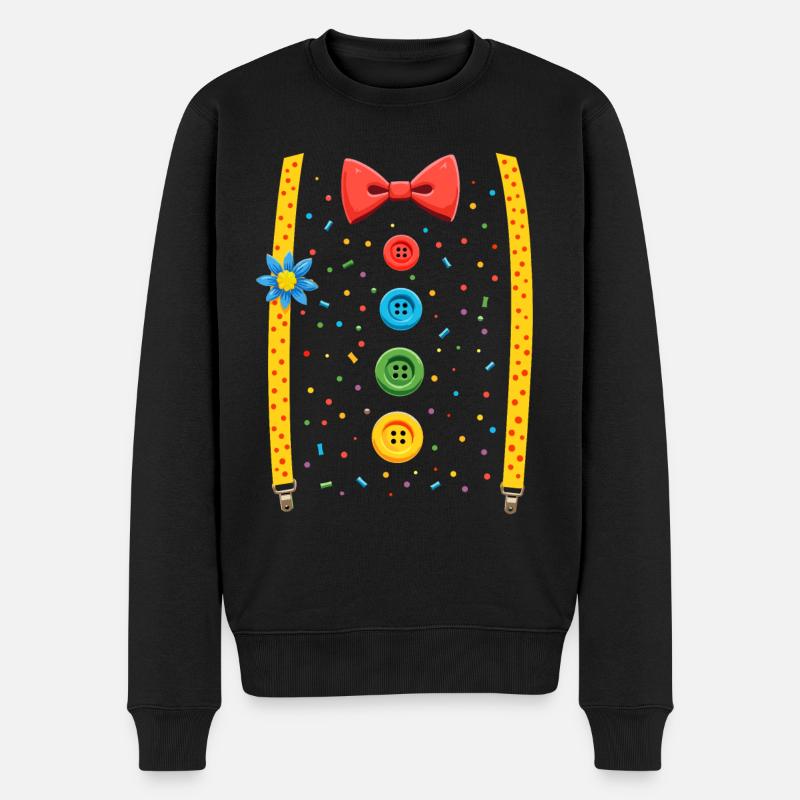Clown Oberteil Karneval Kostüm Zirkus Narren - Männer Premium Bio Pullover - Schwarz