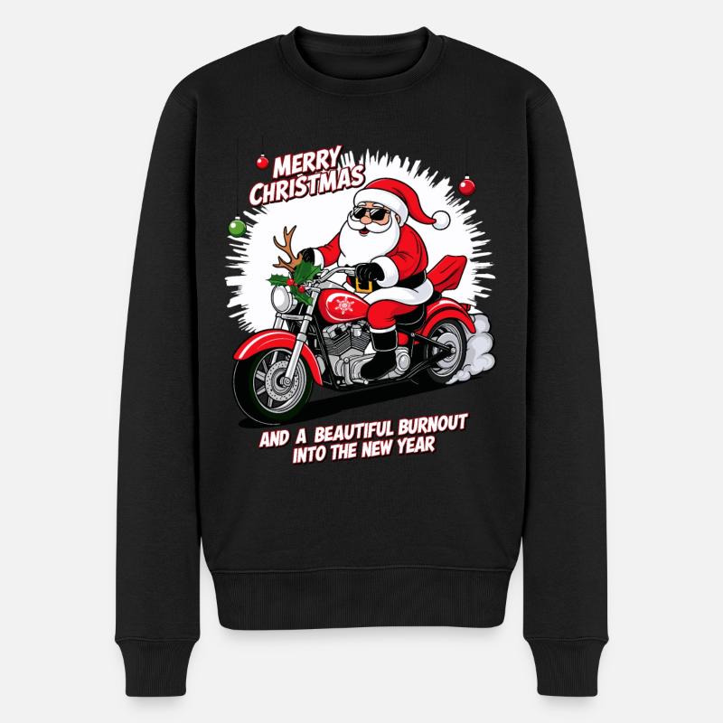 Rocker Weihnachtsmann - Männer Premium Bio Pullover - Schwarz